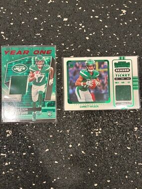 Garrett Wilson New York Jets Green Football Trading Card Duo
